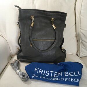 Kristen Bell for Erica Anenberg Gray Pebbled Leather Tote Boho W/ Dustbag